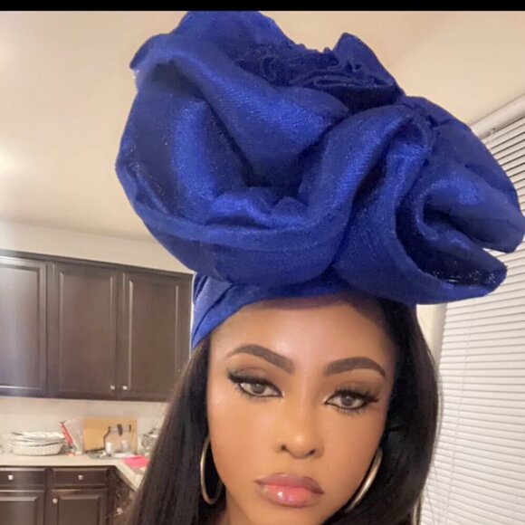 Giant Rose Metallic Aso-oke AUTO GELE Made in Nigeria - Picture 9 of 14